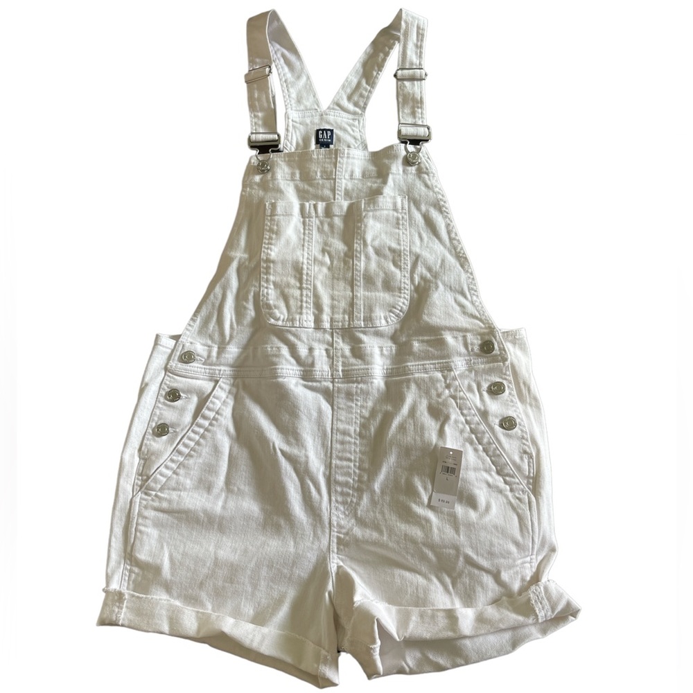 GAP White Denim Short Overalls